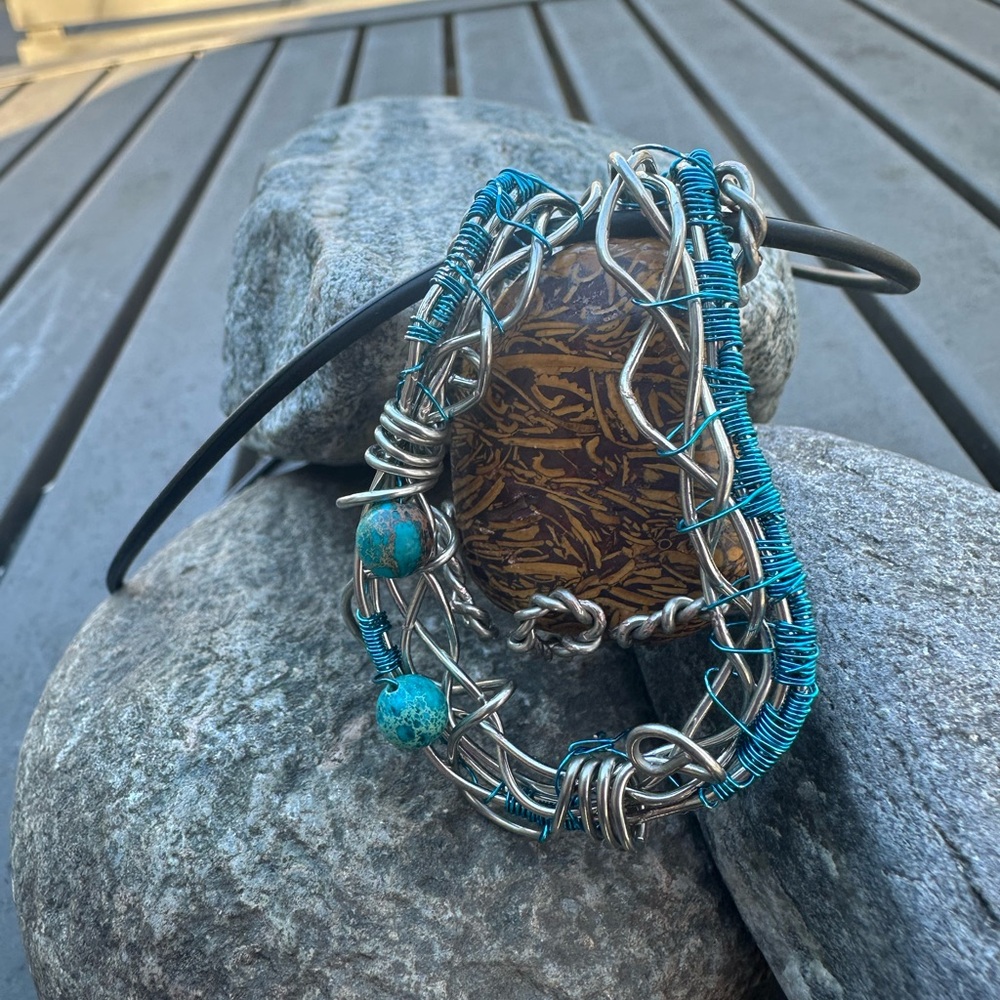Wire wrap

Mystery stone and ocean jasper beads